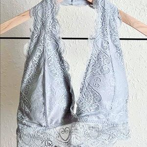 SOLD -Dusty Blue Halter Bralette - Size Medium